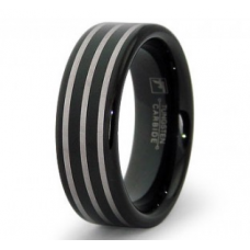 Black Tungsten Carbide Laser Engraved Ring 8mm